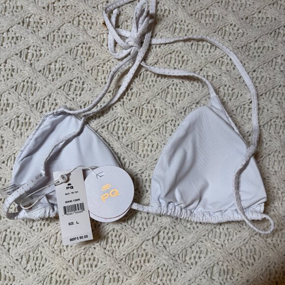 PQ Swim White Textured Triangle Bikini Top SAW-130R – Women’s M NWT - Picture 3 of 6